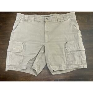 Duluth Trading Flex Fire Hose Carpenter Cargo Shorts Men's 42 Khaki Tan